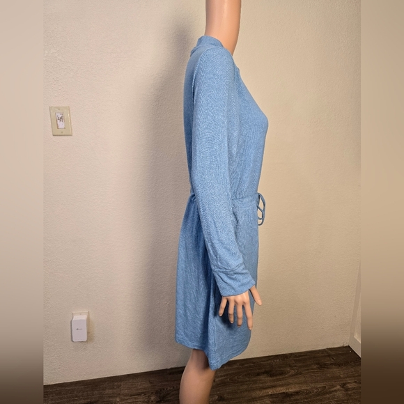 soft surroundings short dress M  Blue Tie Belt To Cinch Waist With Pockets - Picture 5 of 13